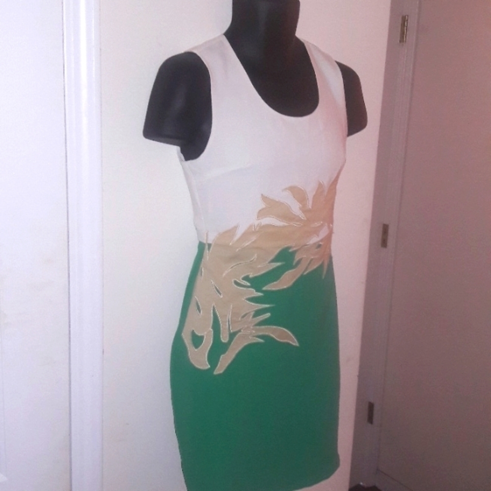 Spring Green, White, and Cream Sheath Dress, Size 4 - Picture 6 of 8